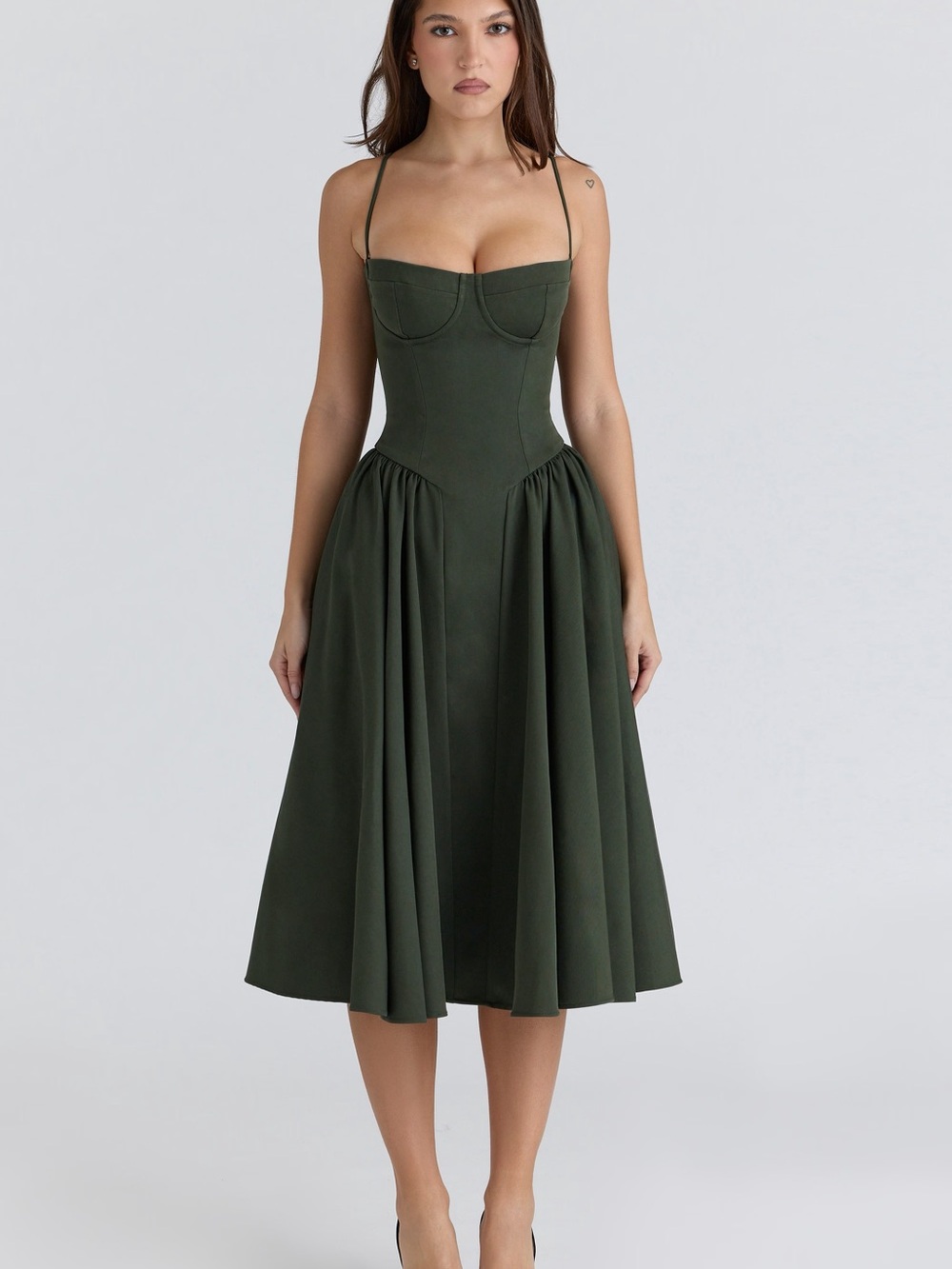 House of CB SAMARIA Emerald Green Corset Midi Dress Size Small